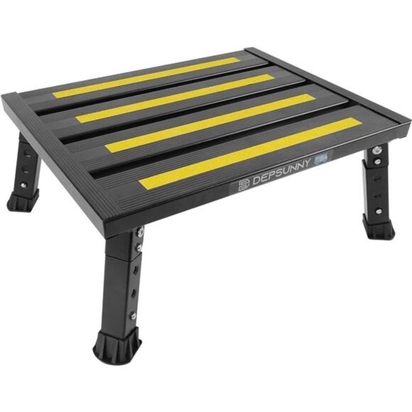 Adjustable Height Aluminum RV Step, Stable Foldable Platform Step Stool,Non-Slip - Picture 1 of 7